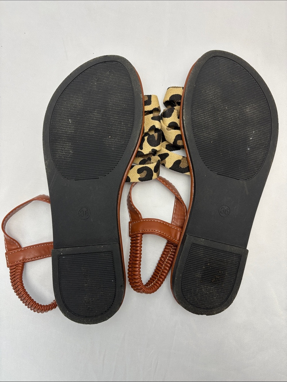 Fashion Women’s 5.5-6/36 Leopard Print Strappy Flat Sandals in Brown#494 - Picture 11 of 14